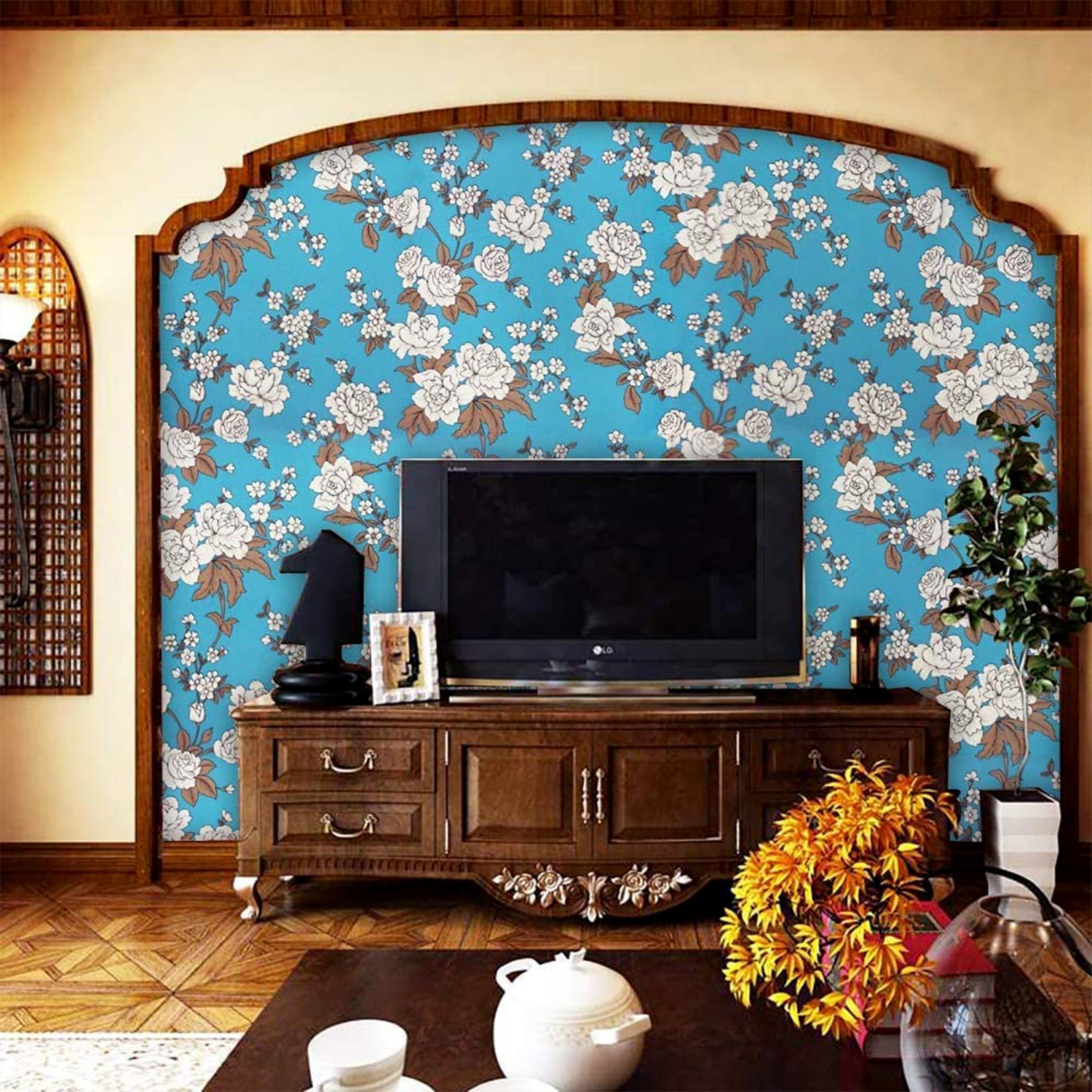 Premium Floral Decorative Wallpaper Roll 45 cm x 1 meter (1 Pc) Premium Floral Decorative Wallpaper Roll 45 cm x 1 meter (1 Pc)